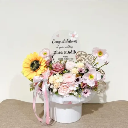 Bloom Box Akrilik Ucapan Wedding Tanah Datar